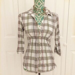Plaid button down top